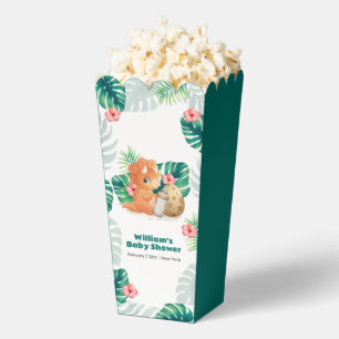 Tropical Flower Hatching Dino Popcorn Baby Shower Favour Box