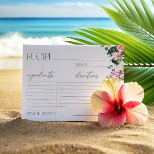 Tropical Flower Hibiscus Bridal Shower Recipe Card