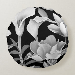 Tropical Flower Leaf: Seamless Pattern Round Cushion