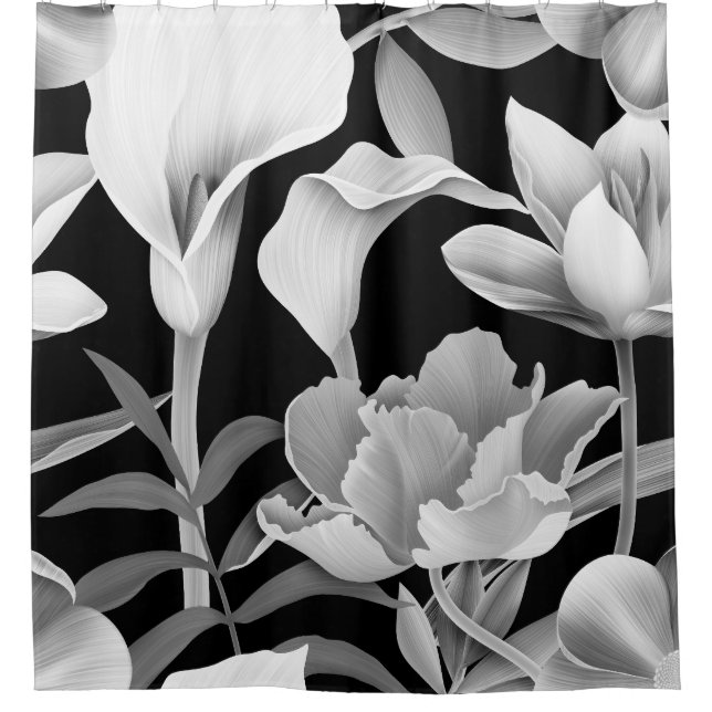 Tropical Flower Leaf: Seamless Pattern Shower Curtain (Front)