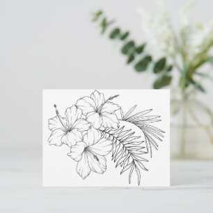 Tropical Flower Line Art Postcard