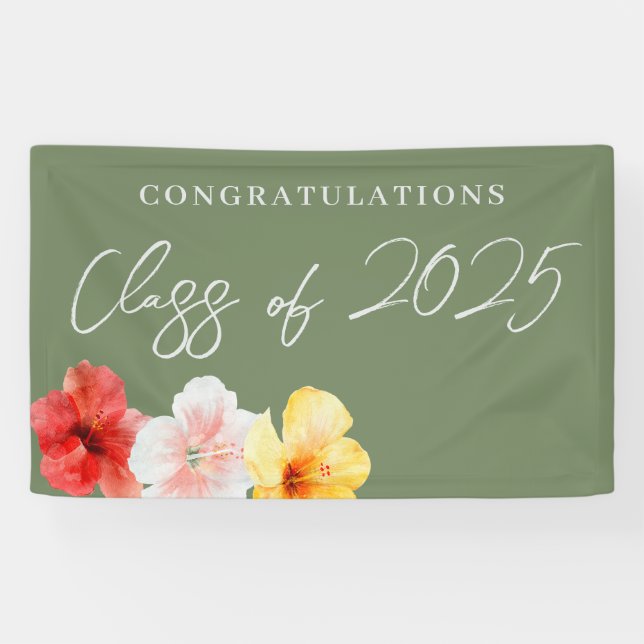 Tropical Flower Luau Party Banner (Horizontal)