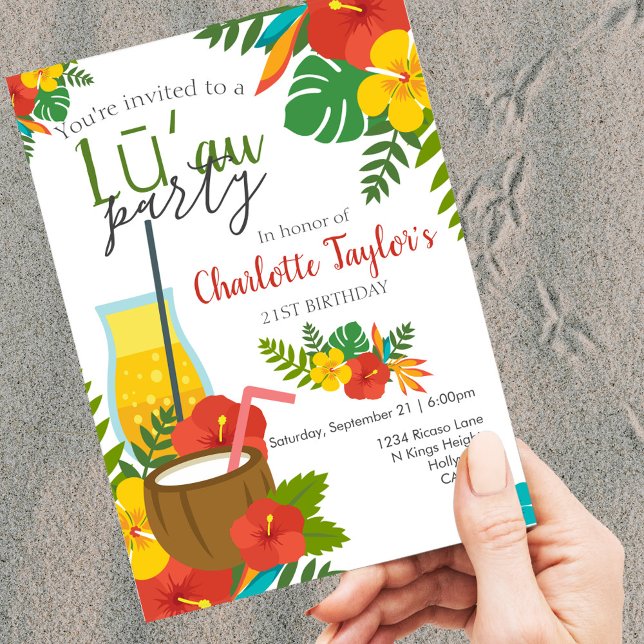 Tropical Flower Luau Party Invitation (Creator Uploaded)