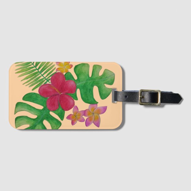 Tropical flower luggage tag (Front Horizontal)