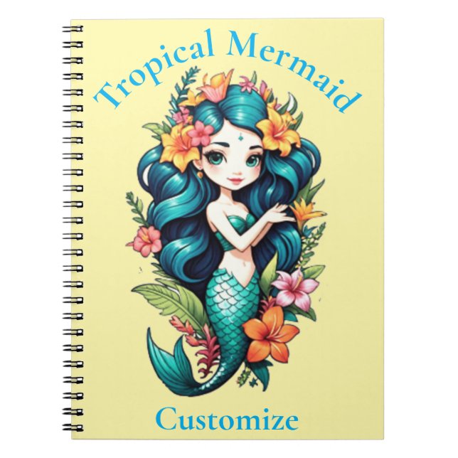 Tropical Flower Mermaid Thunder_Cove Notebook (Front)