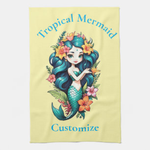 Tropical Flower Mermaid Thunder_Cove Tea Towel