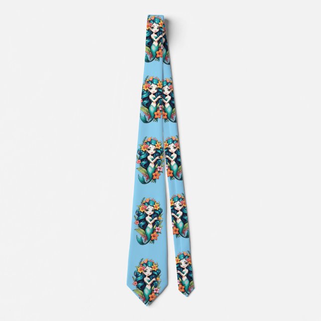 Tropical Flower Mermaid Thunder_Cove Tie (Front)