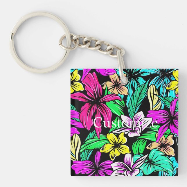 Tropical Flower Mix Thunder_Cove Key Ring (Front)