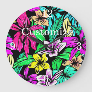 Tropical Flower Mix Thunder_Cove Large Clock