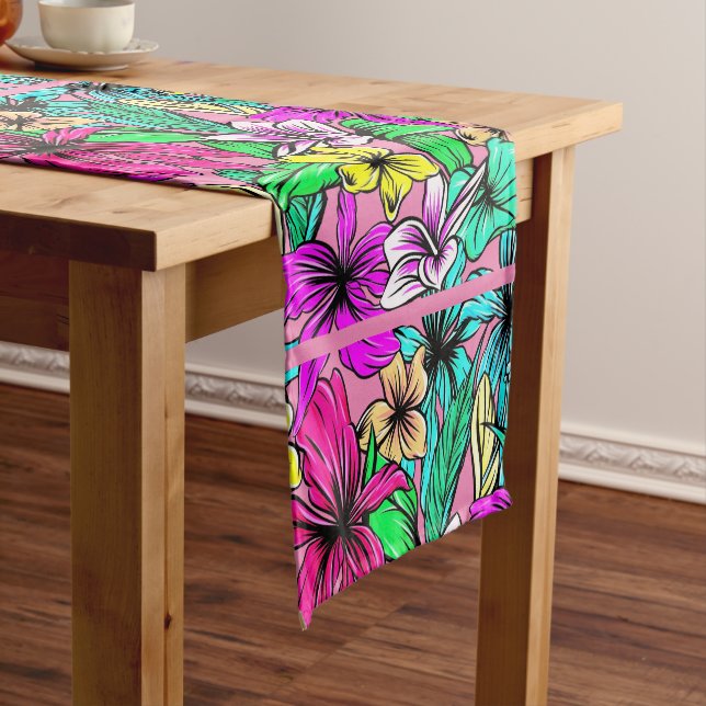 Tropical Flower Mix Thunder_Cove Short Table Runner (In Situ)