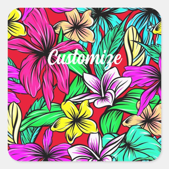 Tropical Flower Mix Thunder_Cove Square Sticker (Front)