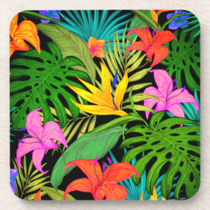 Tropical flower monstera leaf Hawaiian colourful Coaster