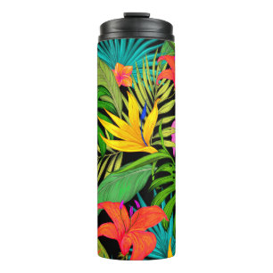 Tropical flower monstera leaf Hawaiian colourful  Thermal Tumbler