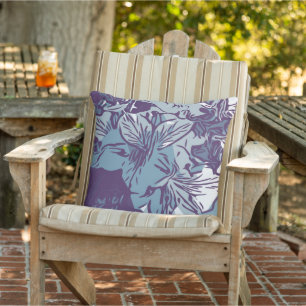 Tropical Flower Nature Print Coastal  Outdoor Pill Cushion