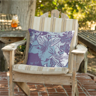 Tropical Flower Nature Print Coastal Outdoor Pill Cushion