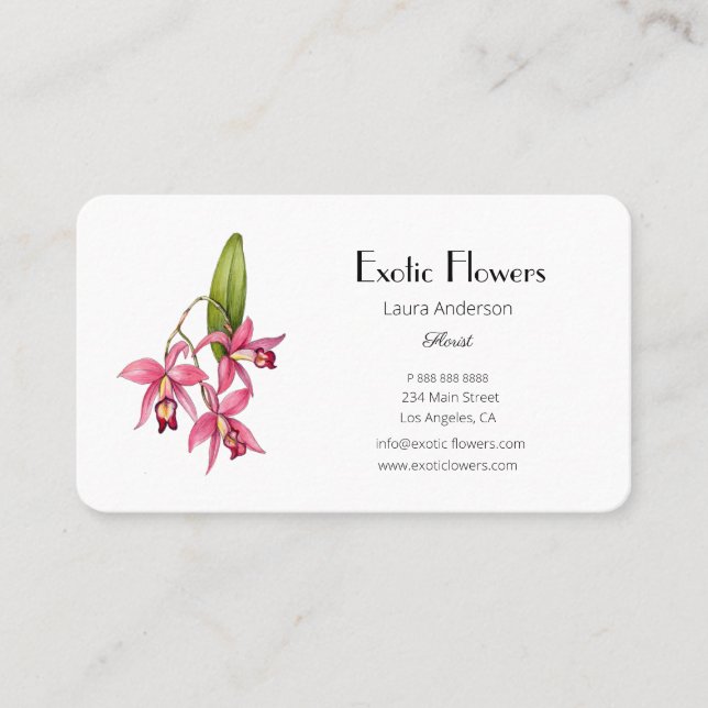 Tropical flower Orchid florist Business Card (Front)