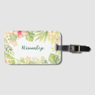 Tropical Flower Pastel Floral Design Personalise Luggage Tag