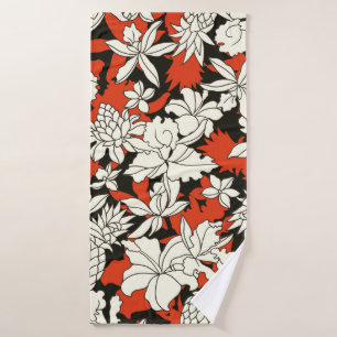 Tropical flower pattern bath towel