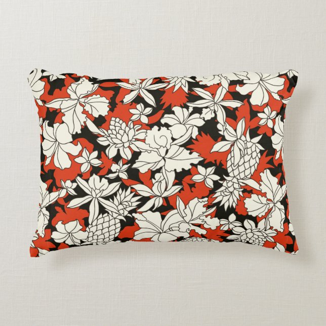 Tropical flower pattern decorative cushion (Front)