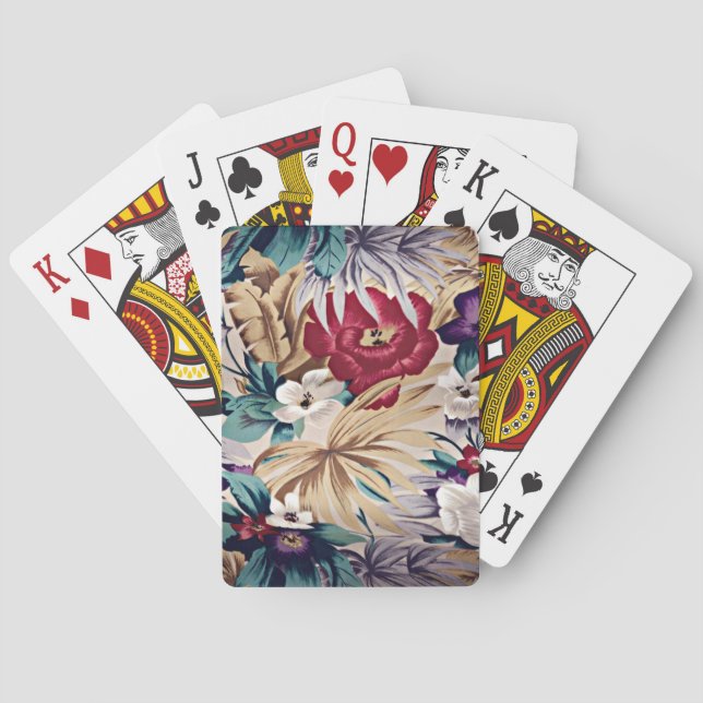 Tropical Flower Pattern in Soft Colours Playing Cards (Back)