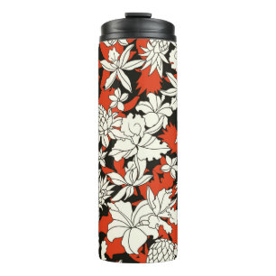 Tropical flower pattern thermal tumbler
