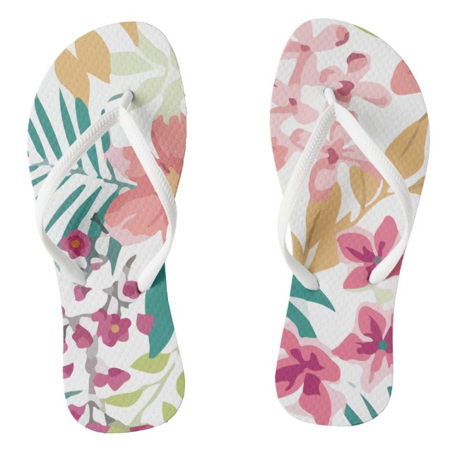 Tropical Flower Plant Vector Thongs (Footbed)