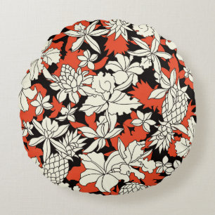 Tropical Flower Seamless Exotic Pattern Round Cushion