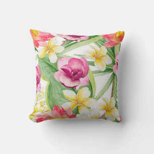Tropical Flower Throw Pillow