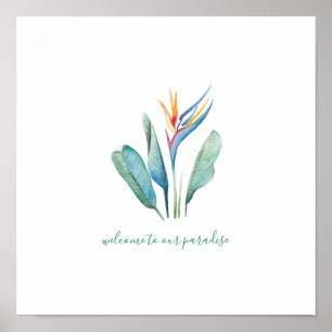 Tropical Flower Watercolor Poster