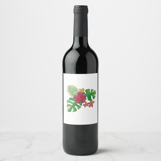 Tropical flower wine label (Front)