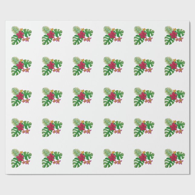 Tropical flower wrapping paper (Flat)