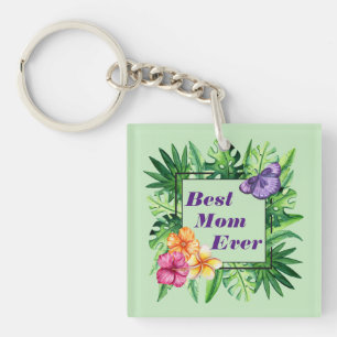 Tropical Flowers Acrylic Keychain