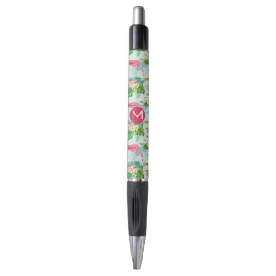 Tropical Flowers And Birds Add Your Initial