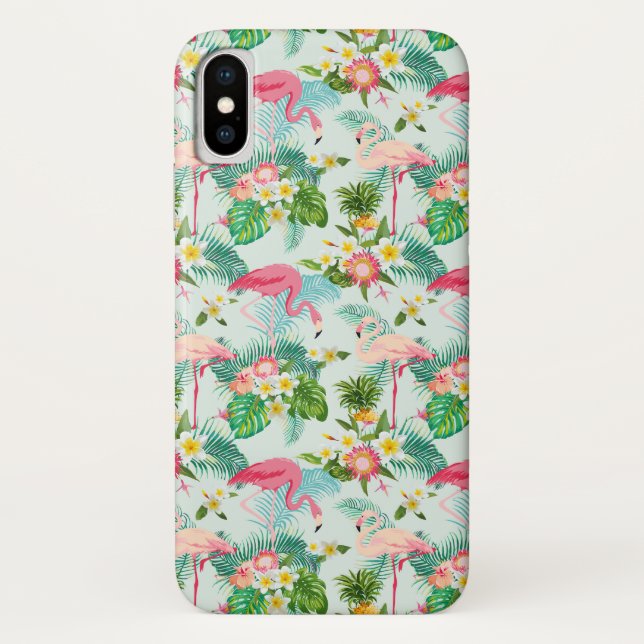 Tropical Flowers And Birds | Add Your Initial Case-Mate iPhone Case (Back)