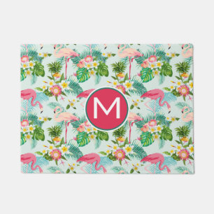 Tropical Flowers And Birds Add Your Initial Doormat
