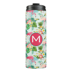 Tropical Flowers And Birds   Add Your Initial Thermal Tumbler