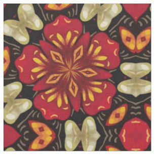 Tropical Flowers And Butterflies Mandala Fabric