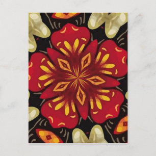 Tropical Flowers And Butterflies Mandala Postcard