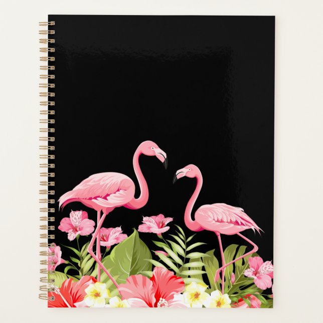 Tropical Flowers and Flamingos Design Planner (Front)