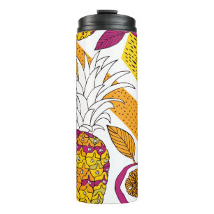 Tropical flowers and fruits,bright exotic print thermal tumbler