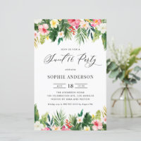 Tropical Flowers and Greenery Birthday Invitation