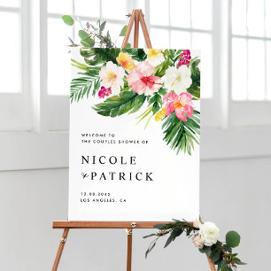 Tropical Flowers and Greenery Couples Shower Poster