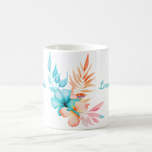 Tropical Flowers and Leaves Coffee Mug
