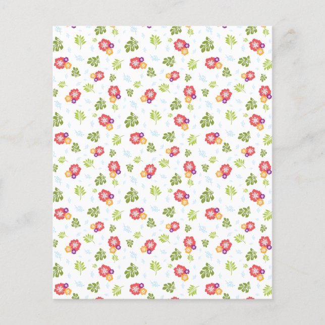 Tropical Flowers and Leaves Scrapbooking Paper (Front)
