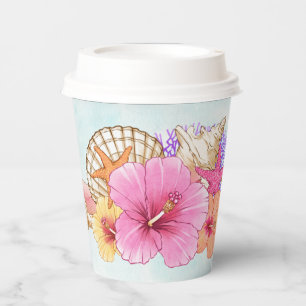 Tropical Flowers and Shells   Mermaid Paper Cups