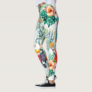 Tropical Flowers and Toucan Leggings