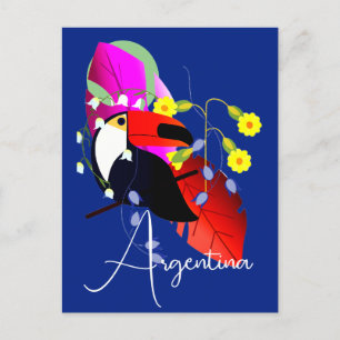 Tropical Flowers and Toucan Postcard