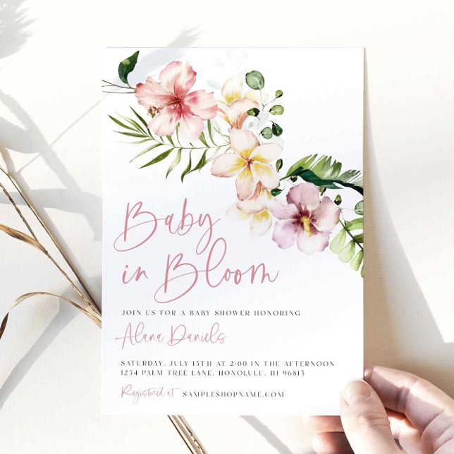 Tropical Flowers Baby Shower, Baby in Bloom Invitation (Creator Uploaded)