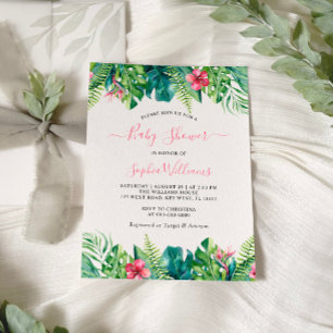 Tropical Flowers Baby Shower Invitation