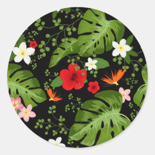 Tropical Flowers Background 3 Classic Round Sticker